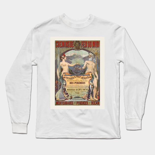 Chemins de fer du Midi France Vintage Poster 1900 Long Sleeve T-Shirt by vintagetreasure